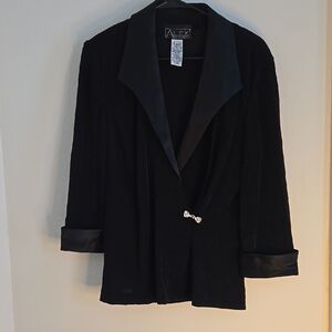 Alex Evenings Black Blazer with Notched Lapels
